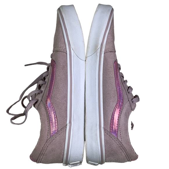 Vans Pink Suede Old Skool Sherpa Lined Sneakers Holographic Stripe US Missy 5.0 - Picture 5 of 12